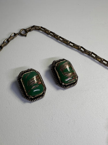 1940s Green Glass and Rhinestone Set Bloomers and Frocks